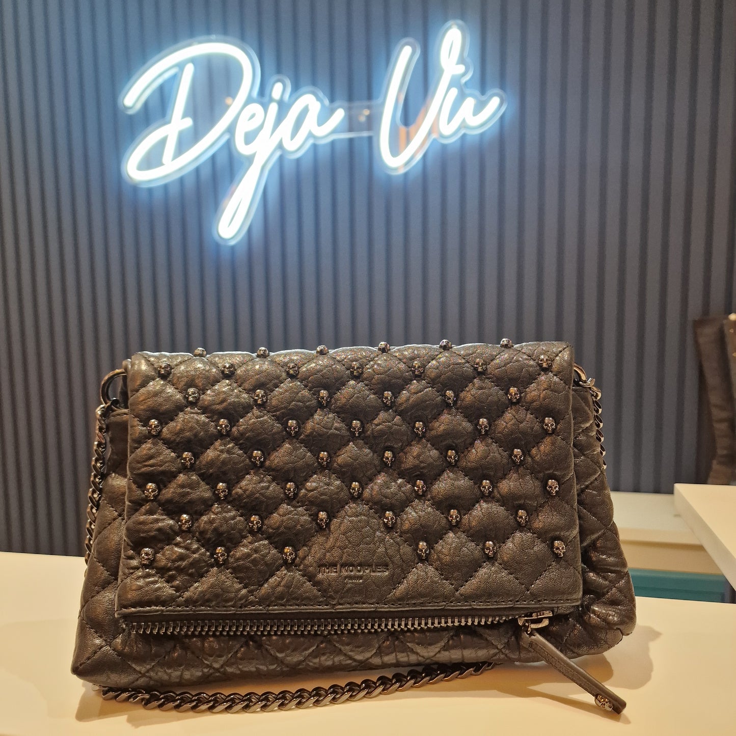 The Kooples Black Leather Skulll Bag