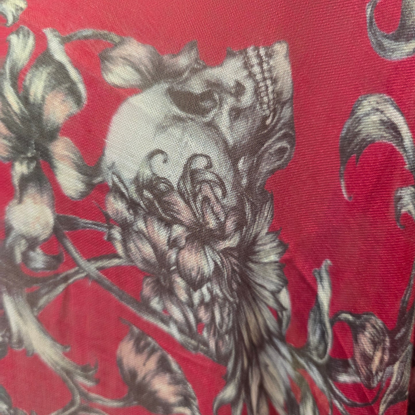 Alexander McQueen Maroon Skull and Floral Cashmere Blend Shawl