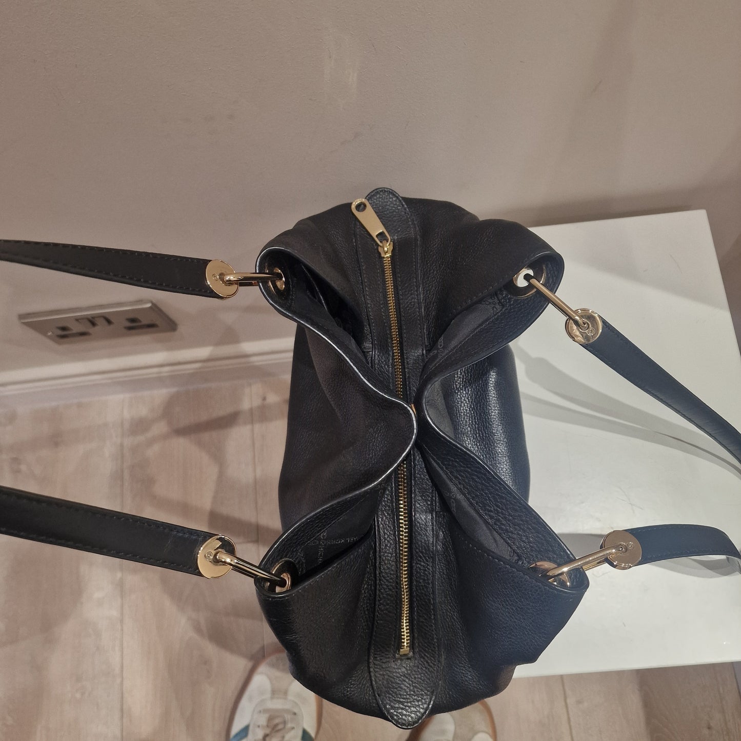 Michael Kors Raven Black Leather Shoulder Bag