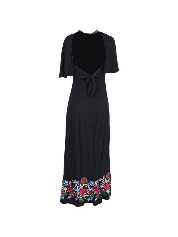 Rixo 'Iona' Black and Floral Cape Dress - Large