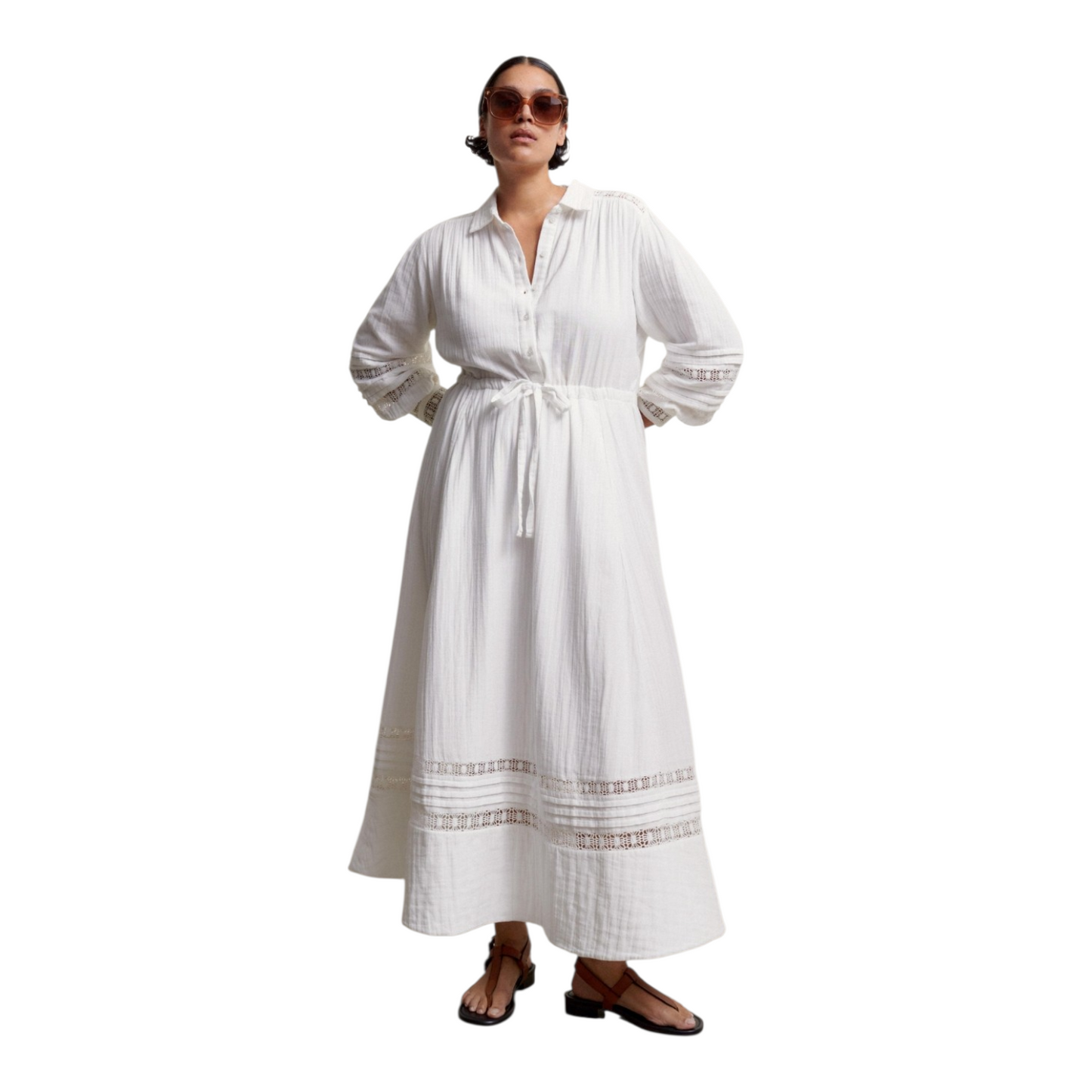 Me and Em White Cheesecloth Dress - 10
