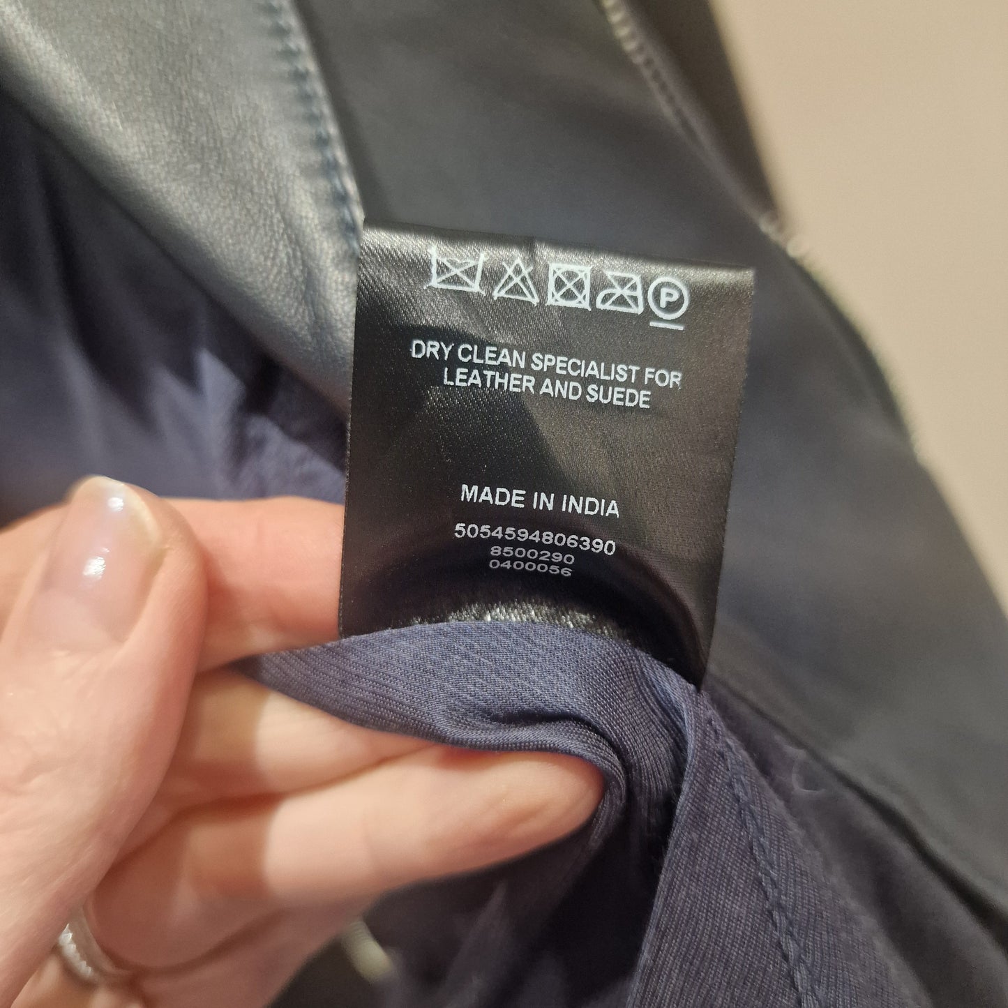 Jaegar Navy Leather Jacket - 16