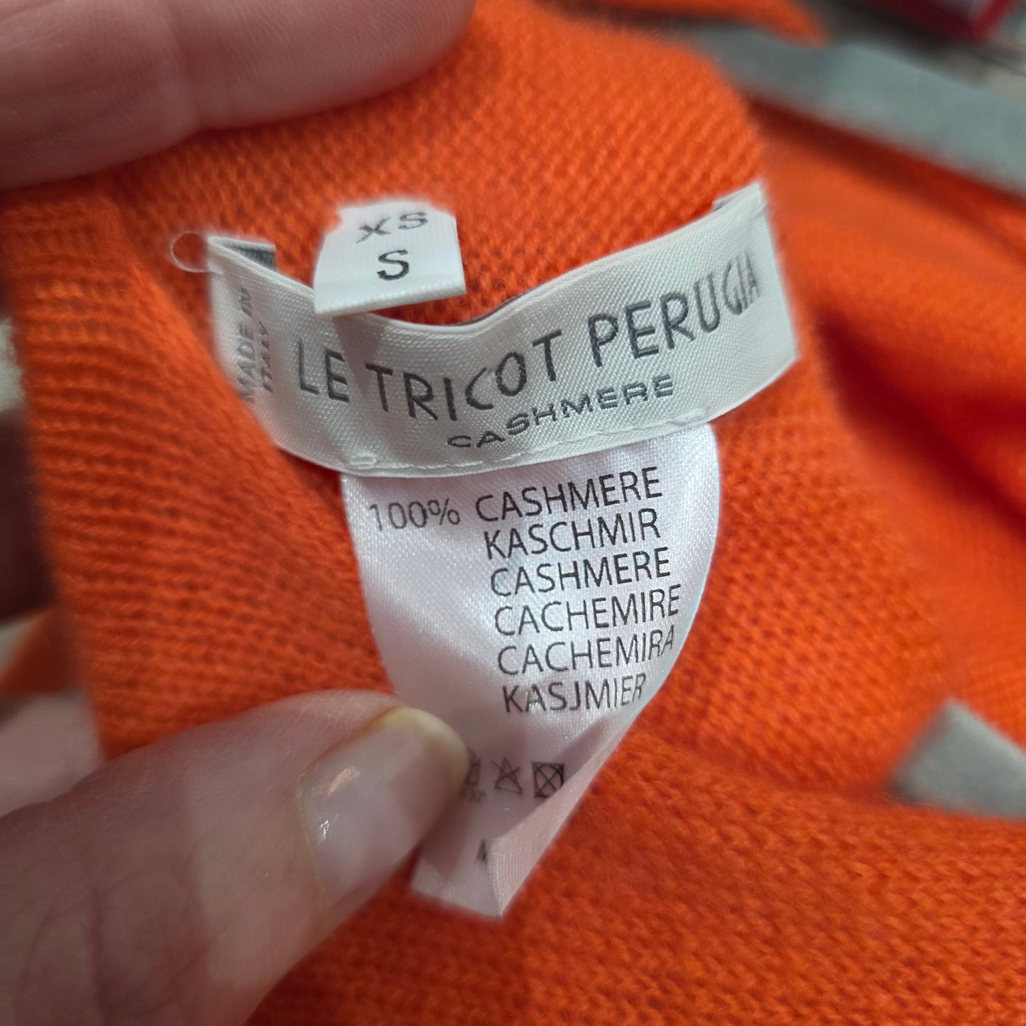 Le Tricot Perugia Orange Cashmere Oversized Crop Sweater - XS/S