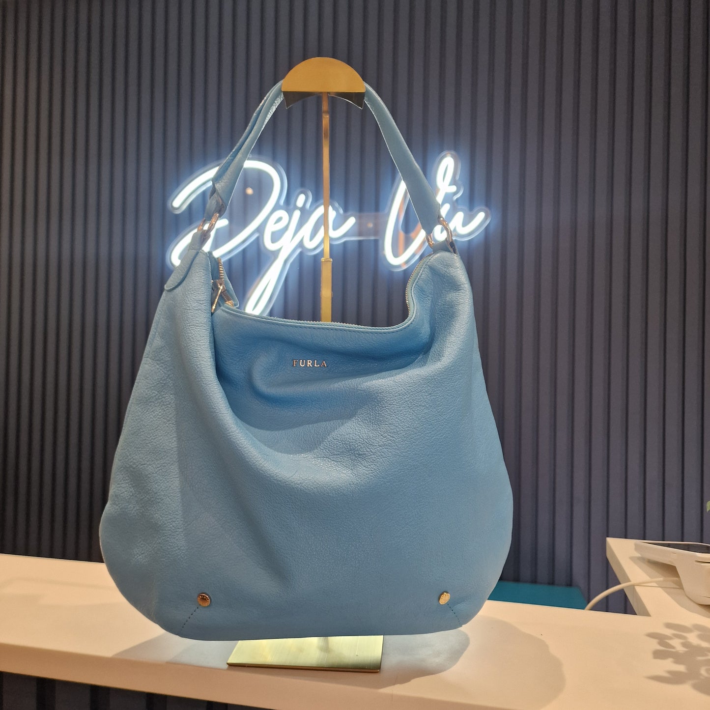 Furla Blue Leather Shoulder Bag