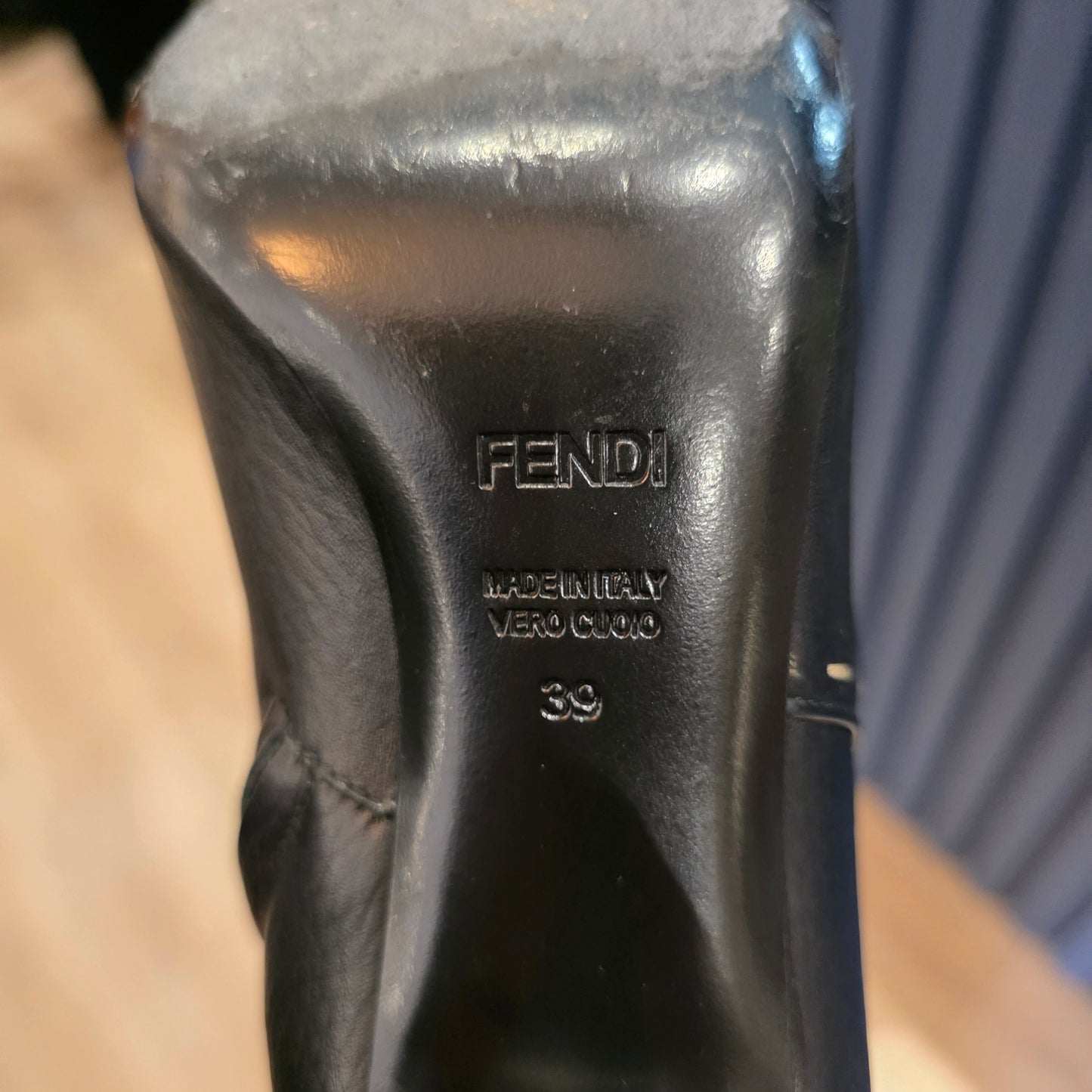 Fendi Black Knee High Leather Boots - 39/6