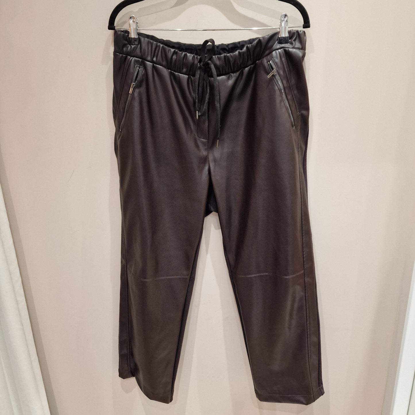 Naya Brown Faux Leather Trousers - 16