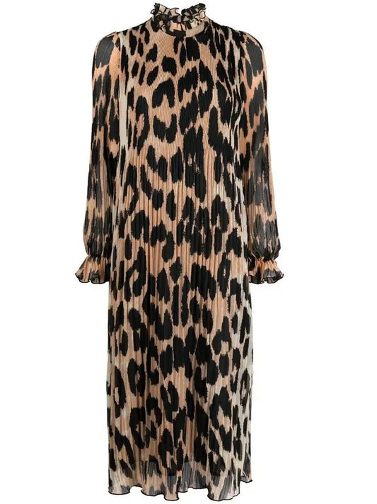 Ganni Animal Print Pleat Dress - 14
