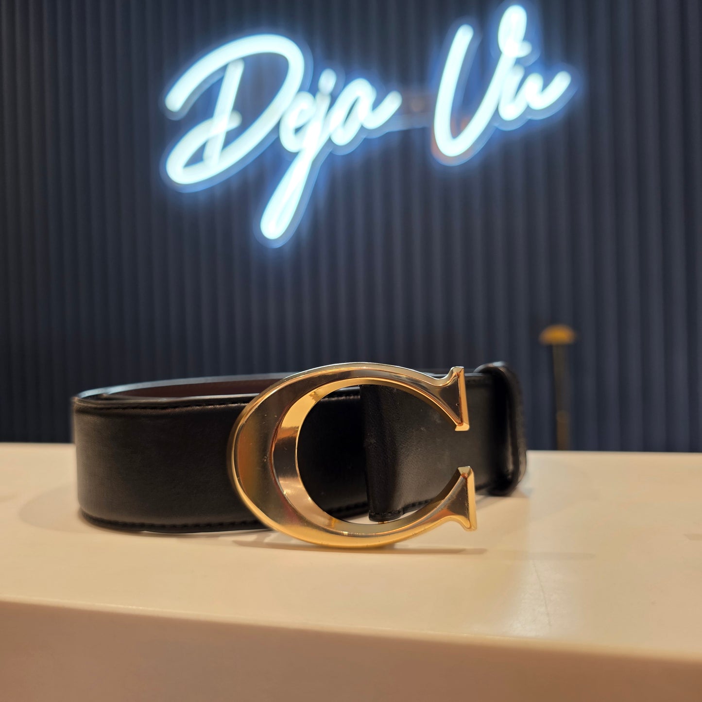 Coach Black Leather Belt - Gold Hardware