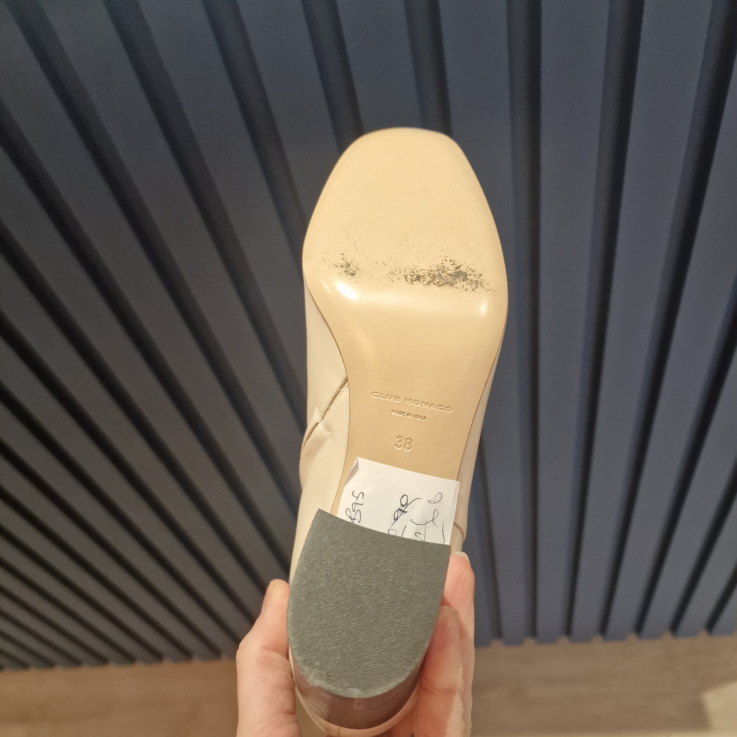 Club Monaco Cream Leather Heeled Boots - 5