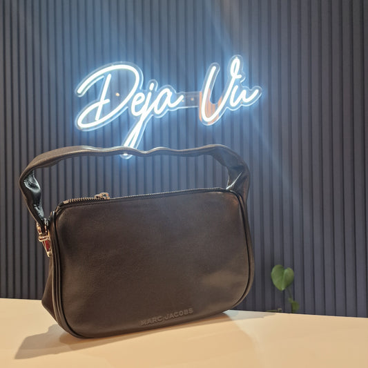 Marc Jacobs Pushlock Mini Hobo  Black Leather Bag