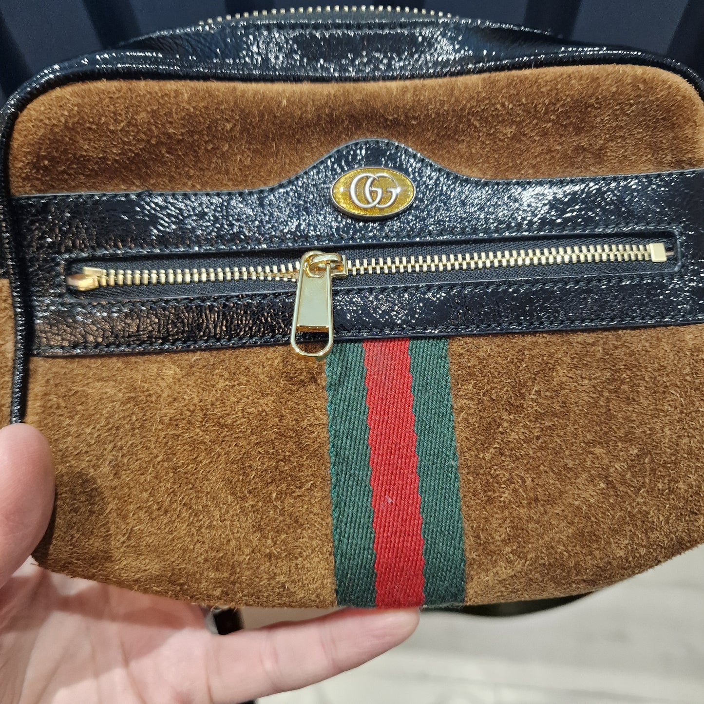Gucci Ophidia Camel Suede Crossbody Bag