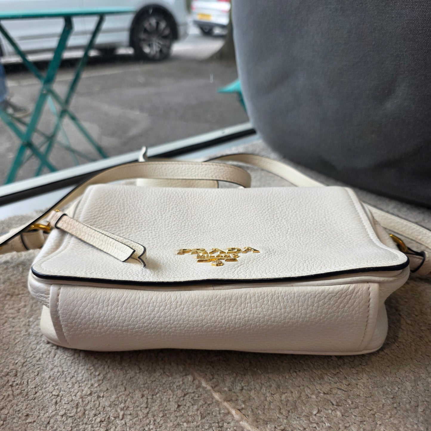 Prada Vitello Daino Soft White Crossbody Bag