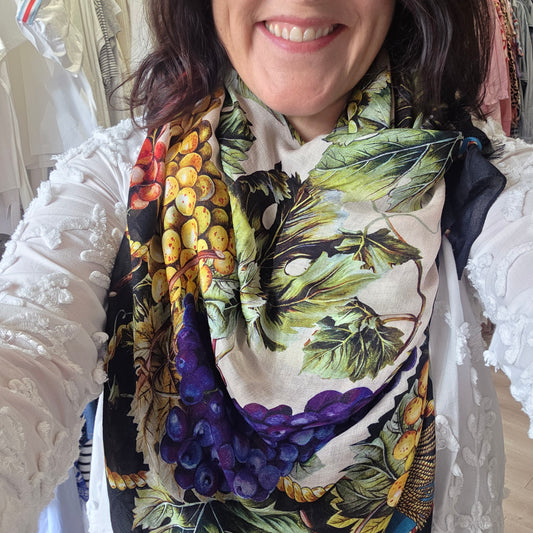 Dolce & Gabbana Vineyard Print Cashmere Blend Shawl
