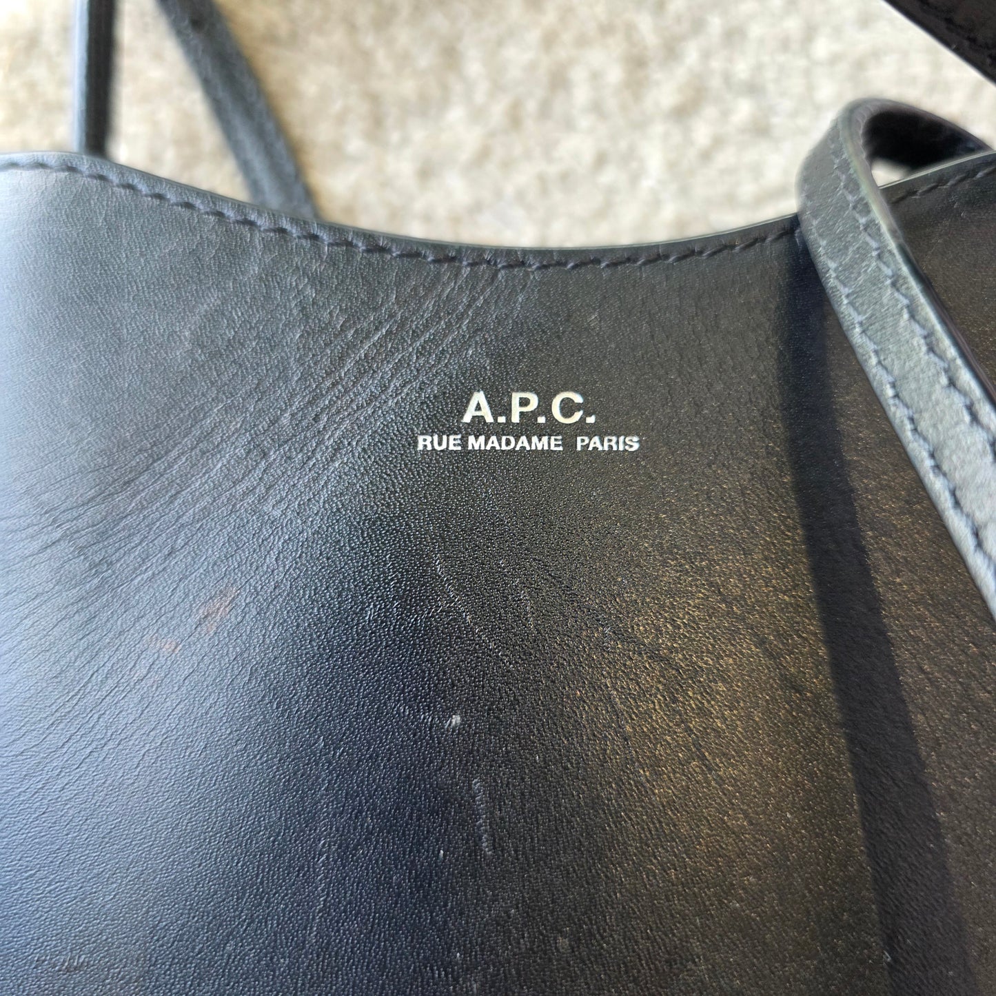 A.P.C Jamie Black Leather Phone Bag