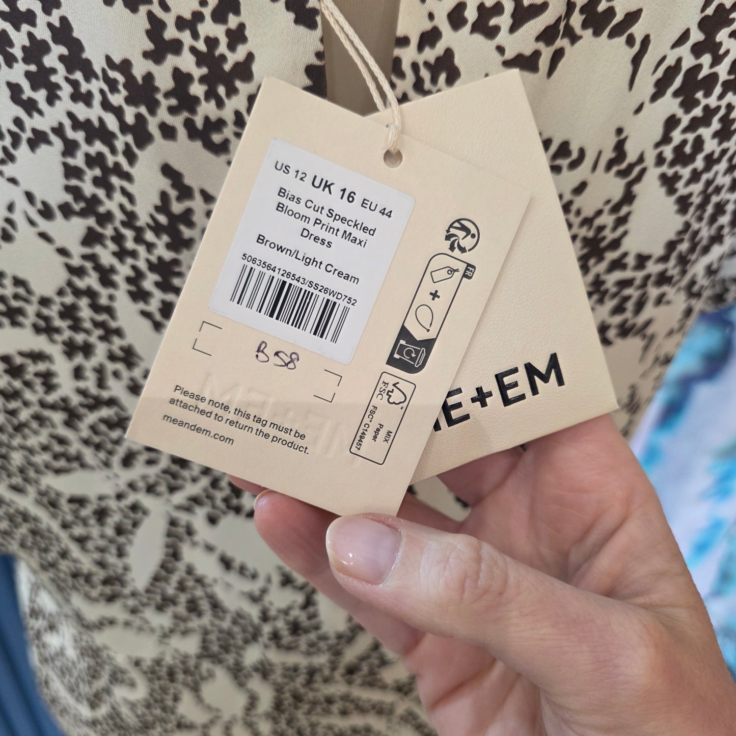 Me + Em Brown and Cream Bias Cut Speckled Maxi Dress NEW - 16
