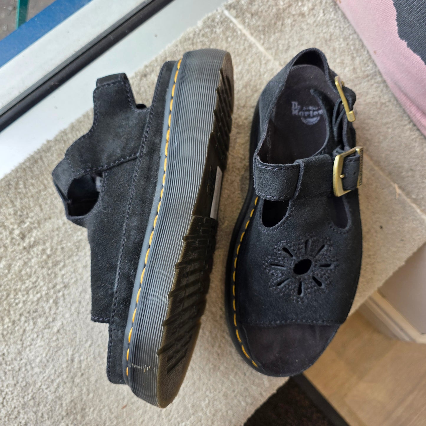 Dr. Martens Black Dunnet Flower Sandals - 6.5
