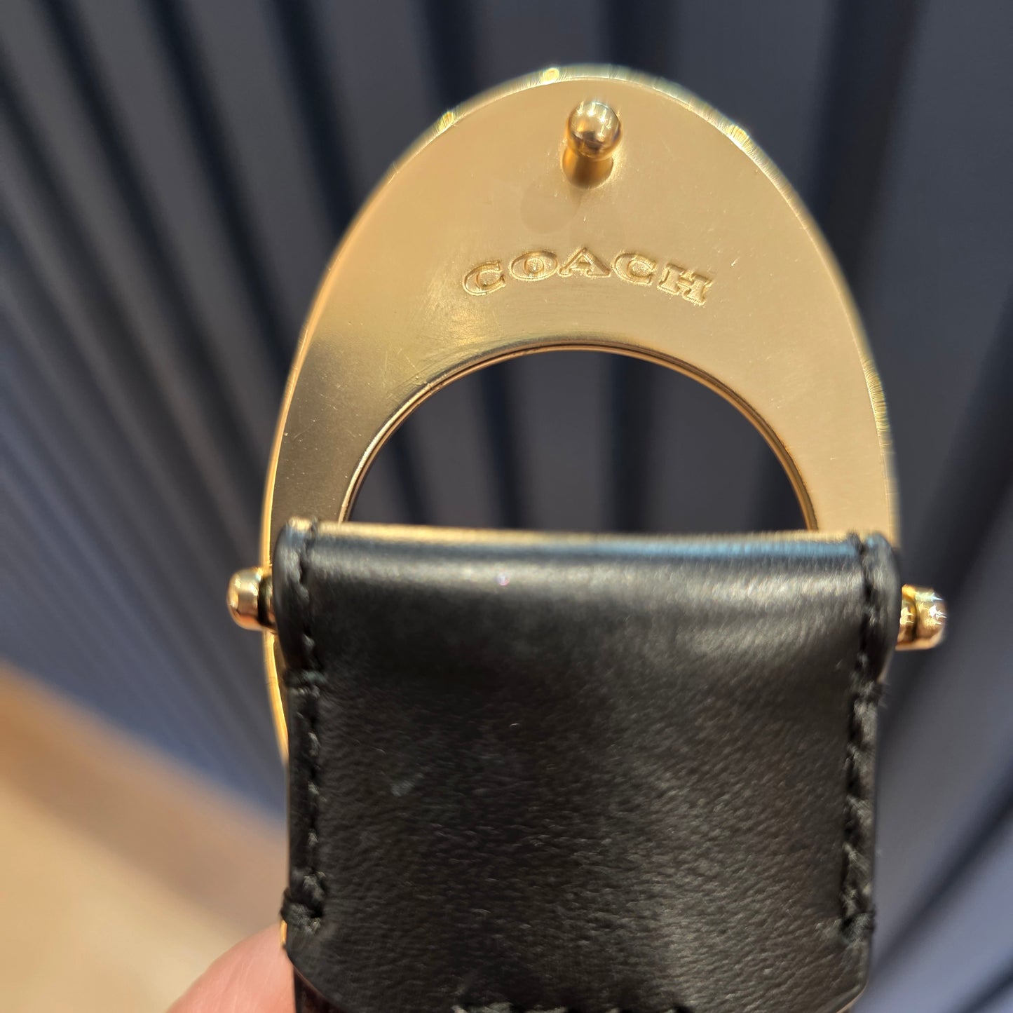 Coach Black Leather Belt - Gold Hardware