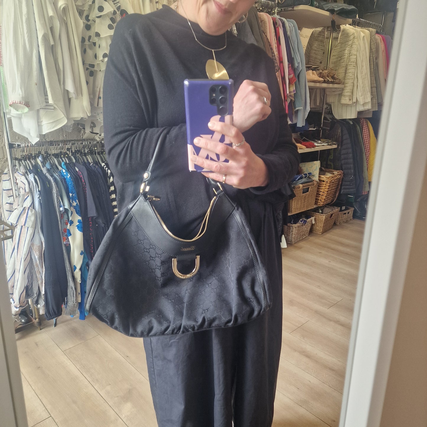 Gucci D Ring Black Shoulder Bag