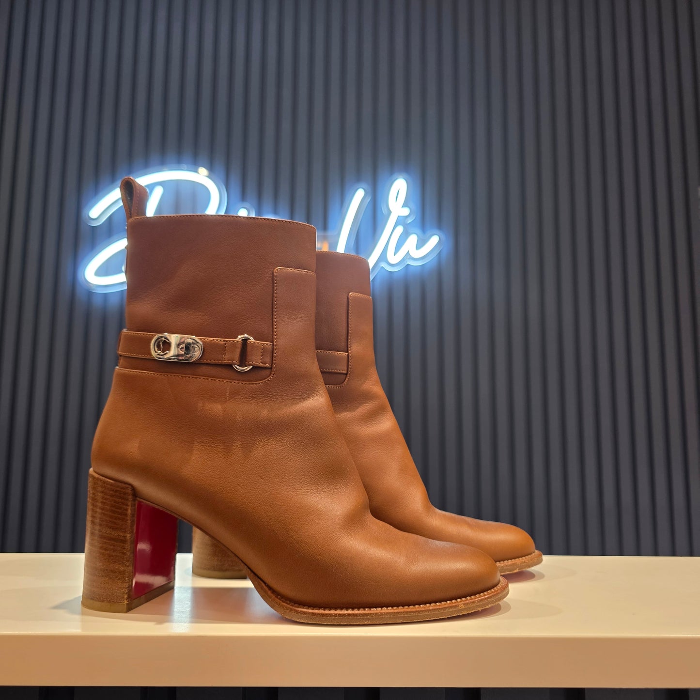 Christian Louboutin Tan Leather Lock Booty 70 -