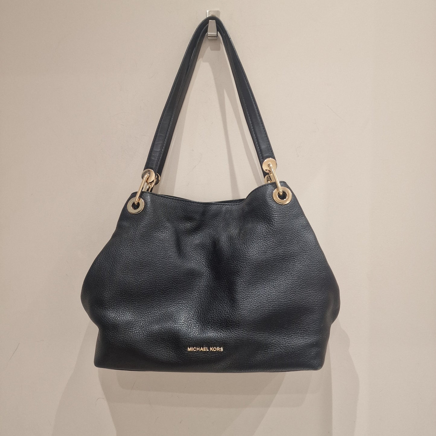 Michael Kors Raven Black Leather Shoulder Bag