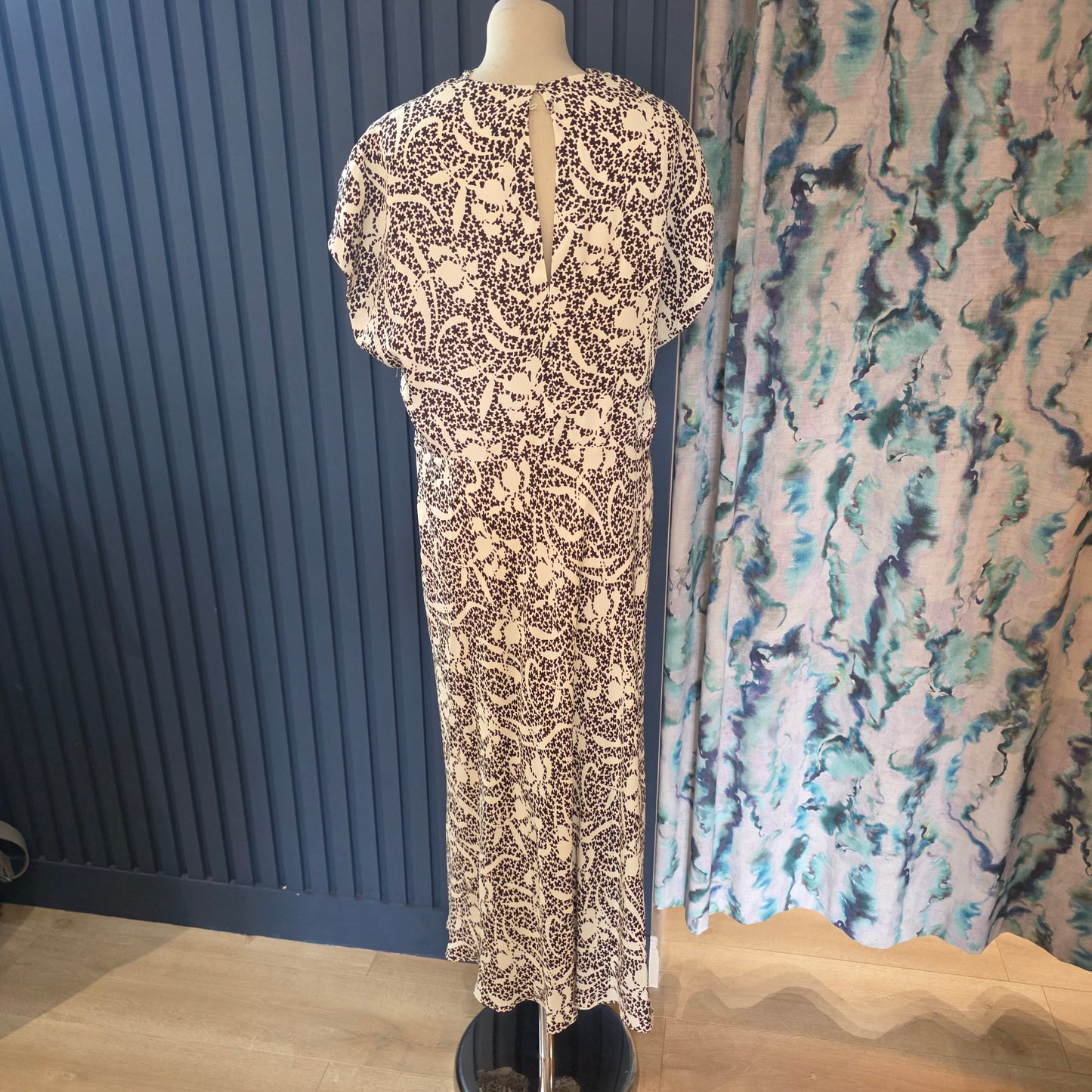 Me + Em Brown and Cream Bias Cut Speckled Maxi Dress NEW - 16