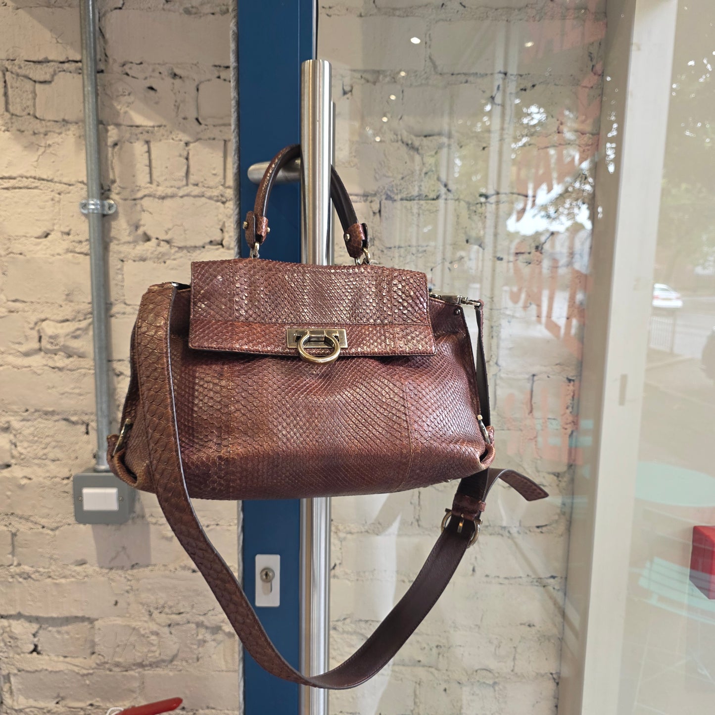 Salvatore Ferragamo Exotic Leather Brown Handbag