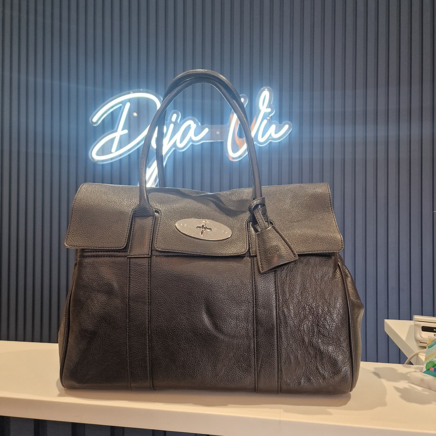 Mulberry Bayswater Black, Silver Hardware
