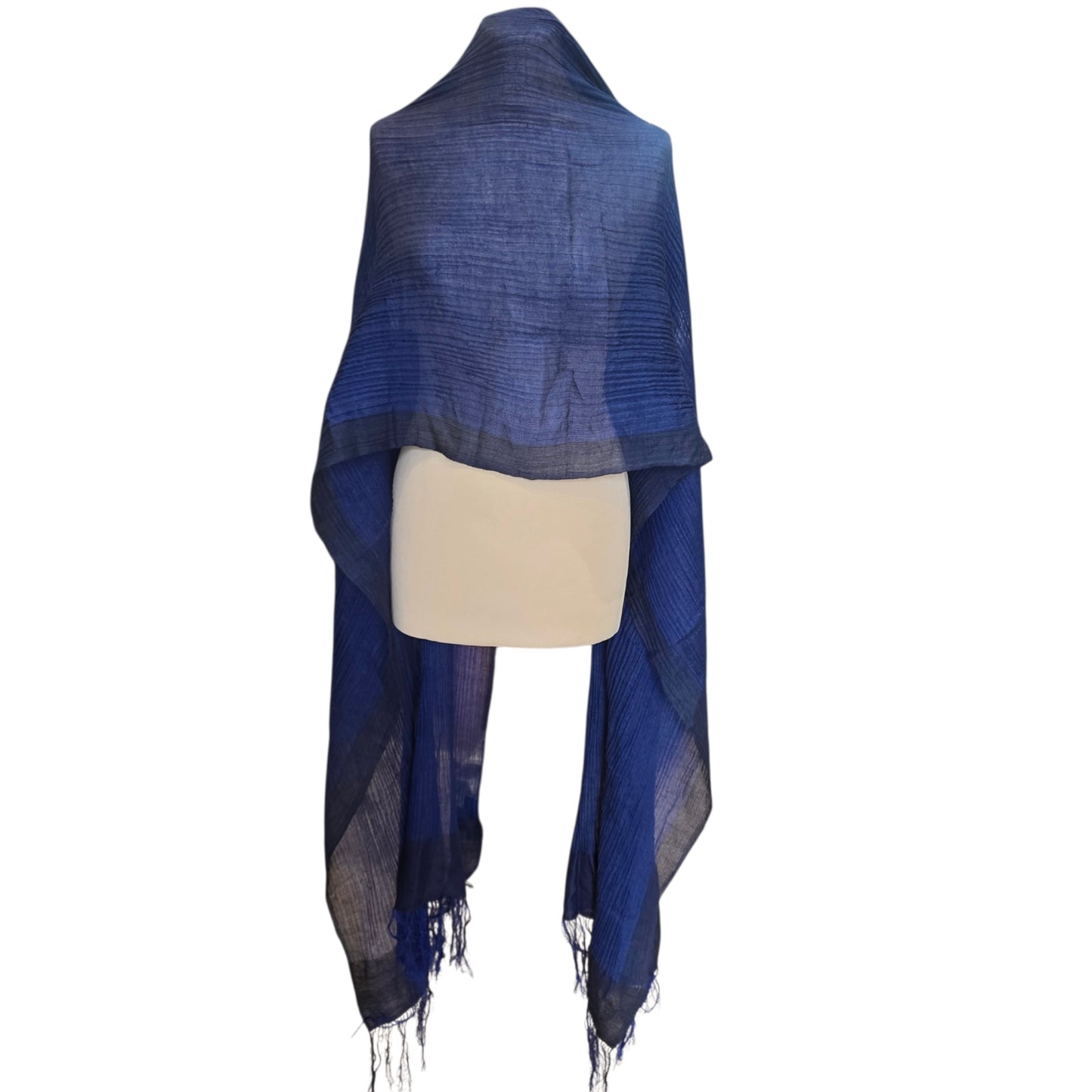 Haider Ackermann Blue Silk Blend Fringed Shawl