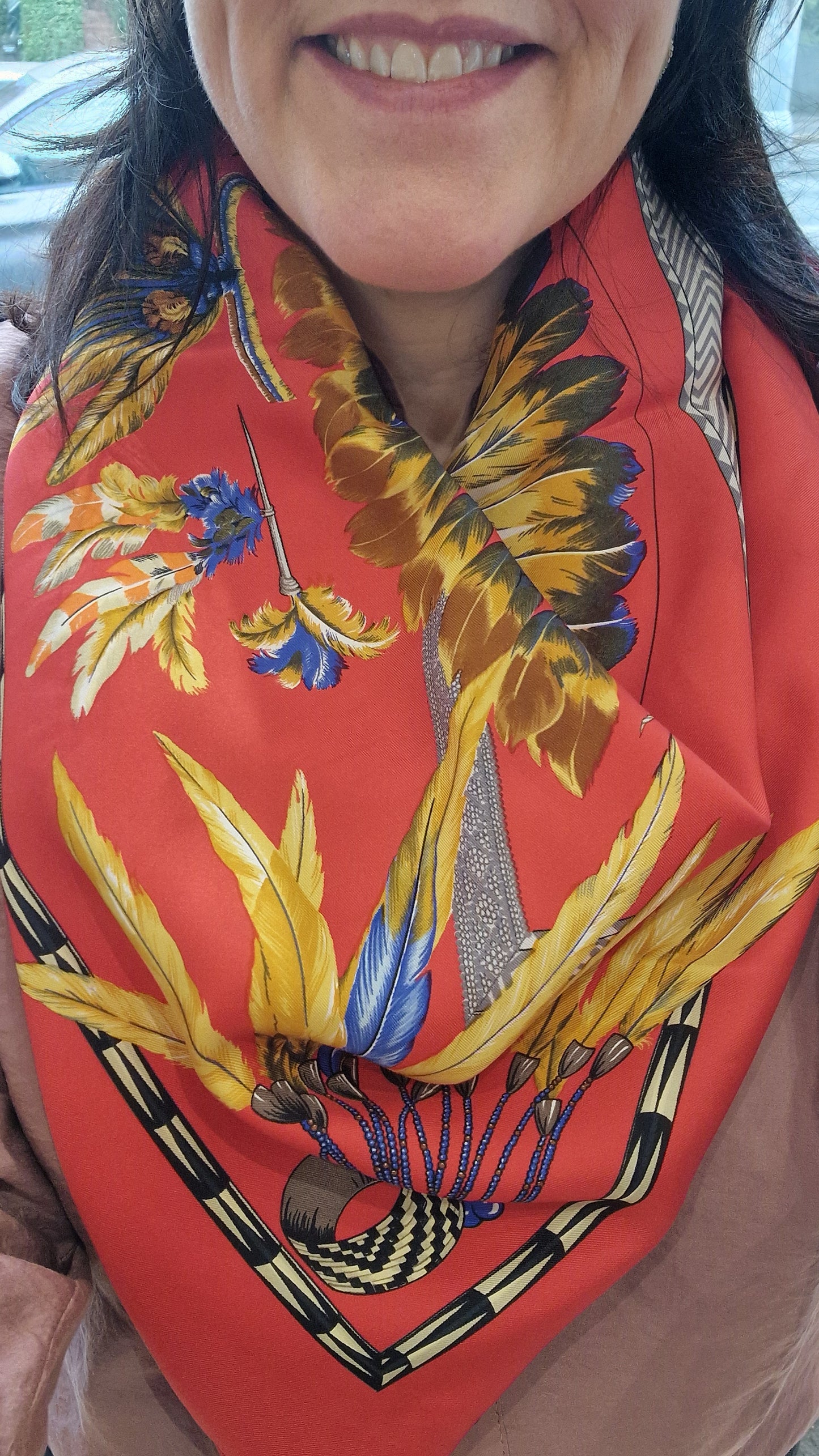 Hermes Red 'Brazil' Silk Scarf