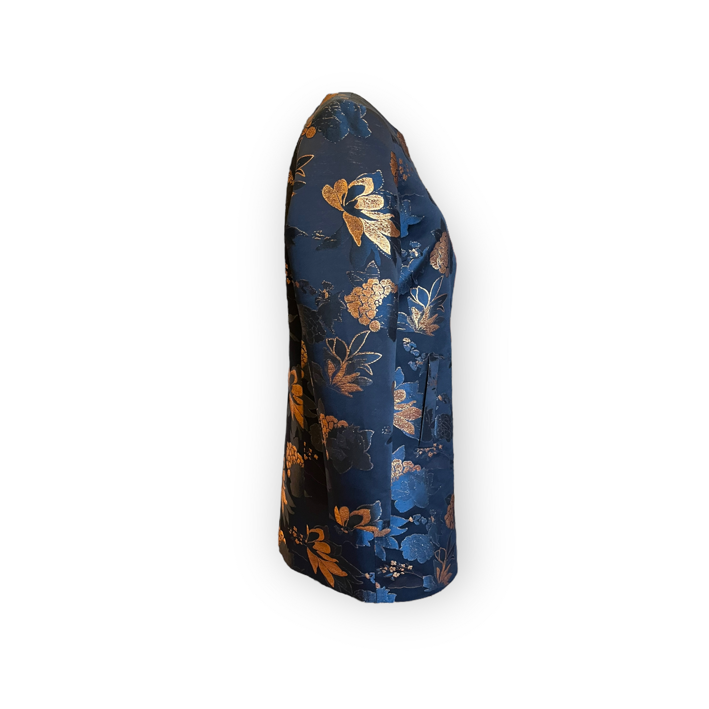 Navy and Bronze Floral Coat