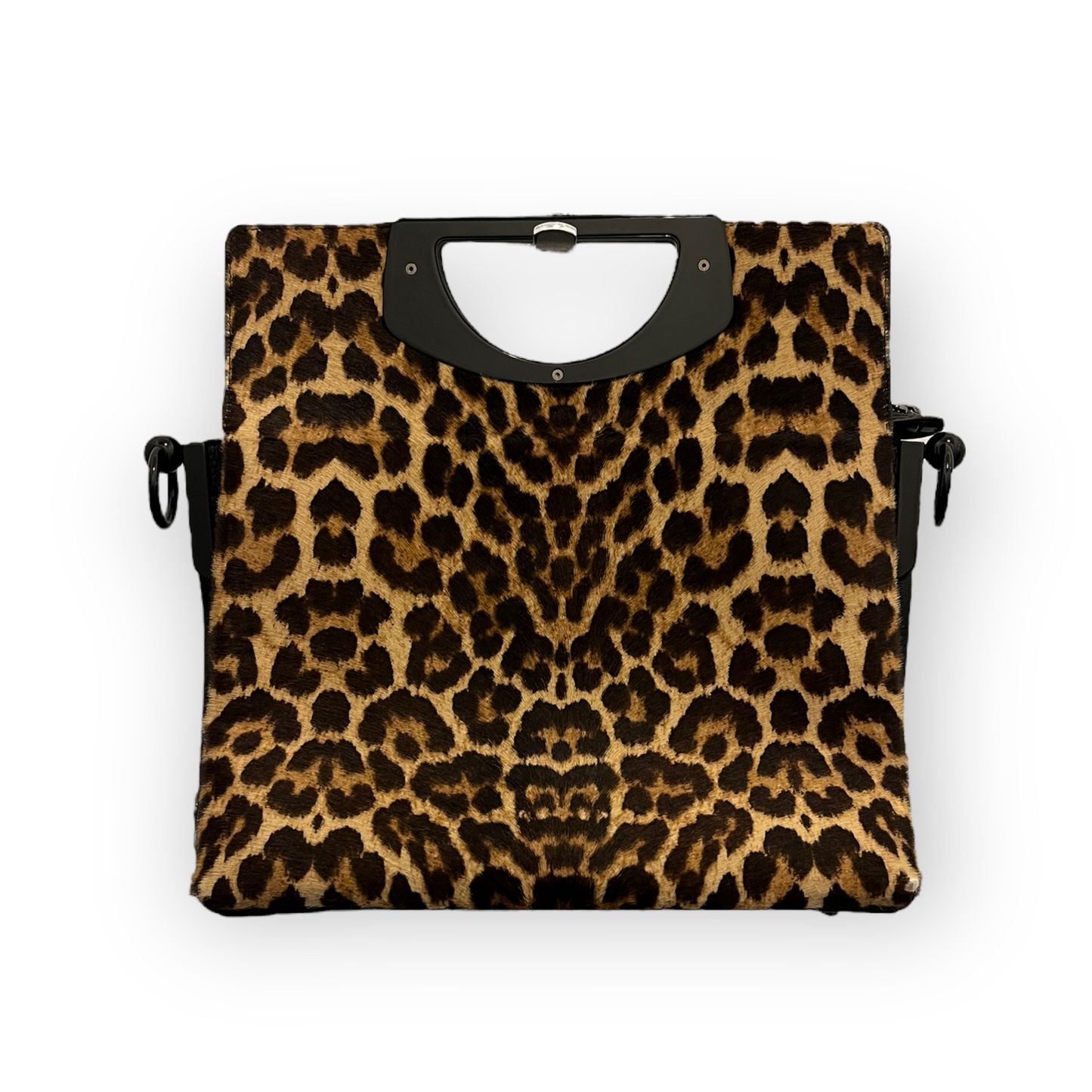 Louboutin Passage Black and Leopard Print Bag