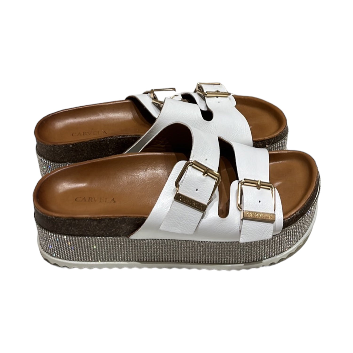 Carvela White Sparkly Chunky Sandals â Deja Vu Belfast