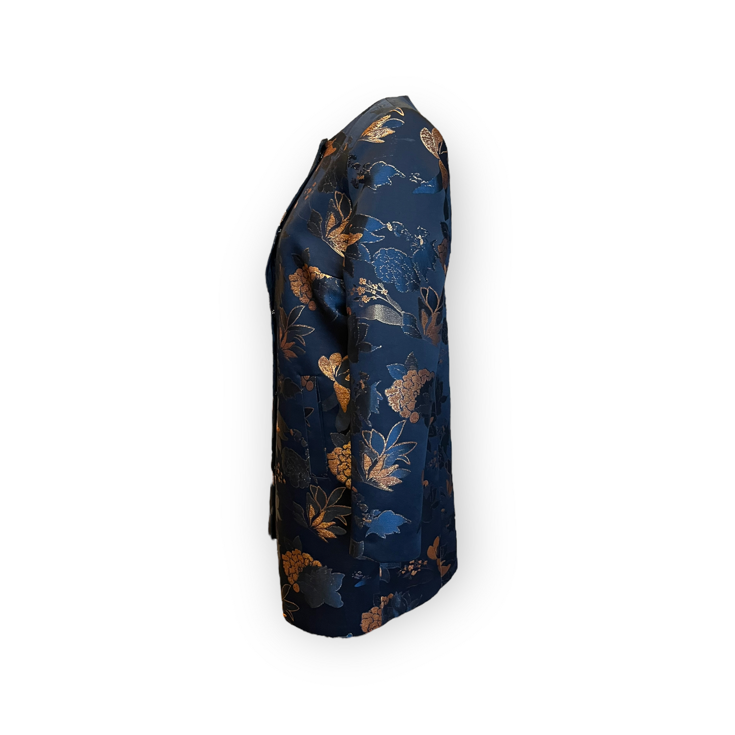 Navy and Bronze Floral Coat