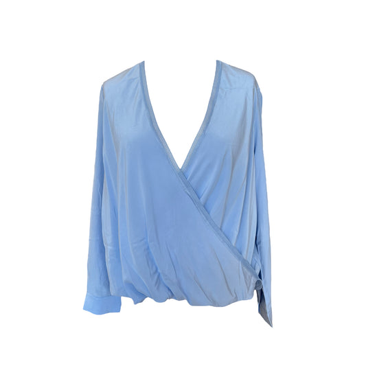 NEW Mos Mosh Blue Silk Wrap Top