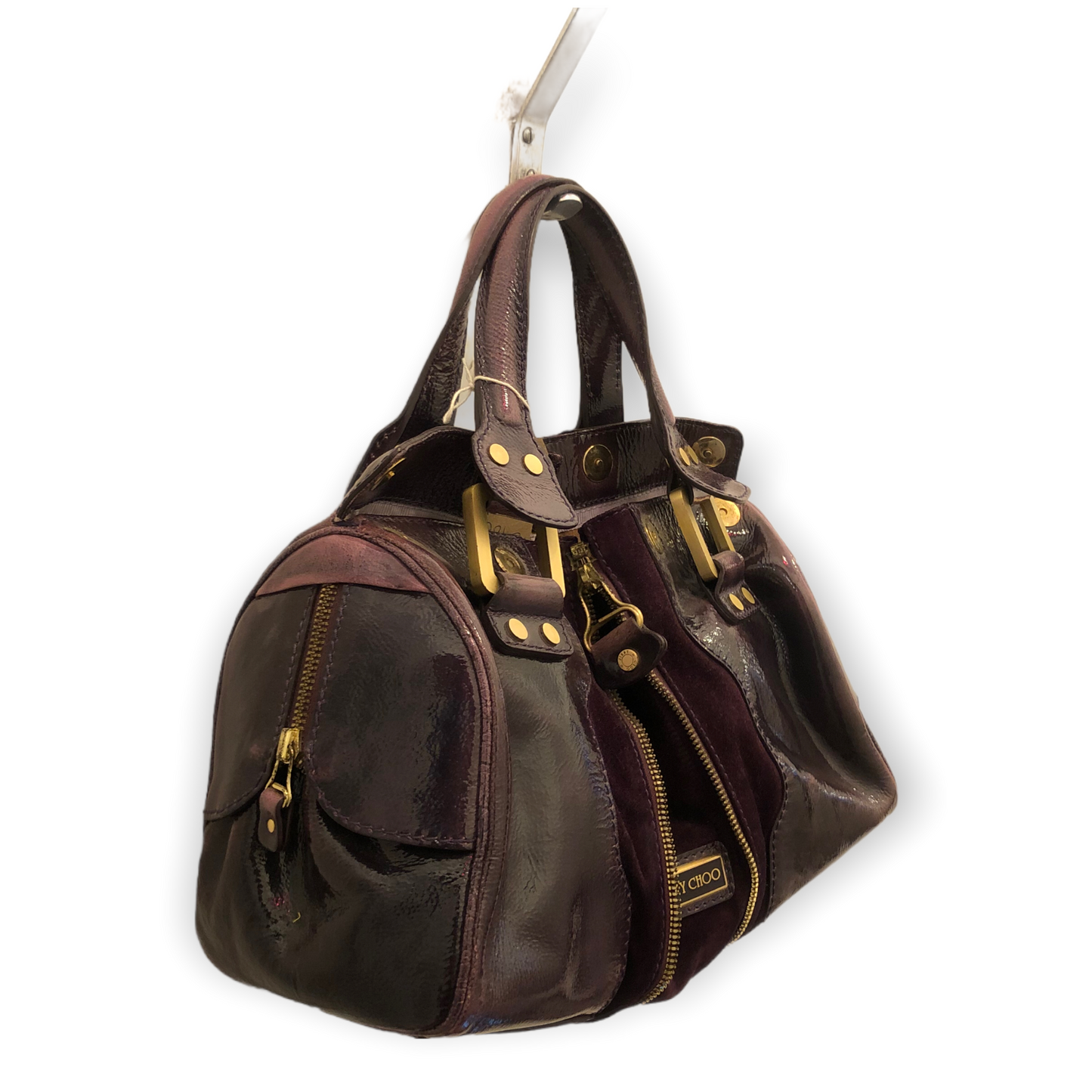 Jimmy Choo Suede and Patent Leather Purple Bag
