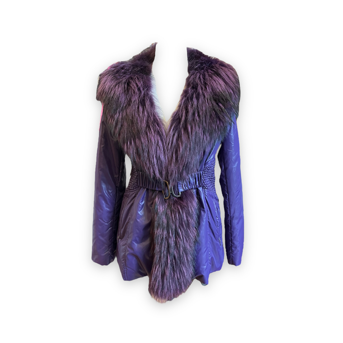 Pellessimo Purple Fur Trim Coat