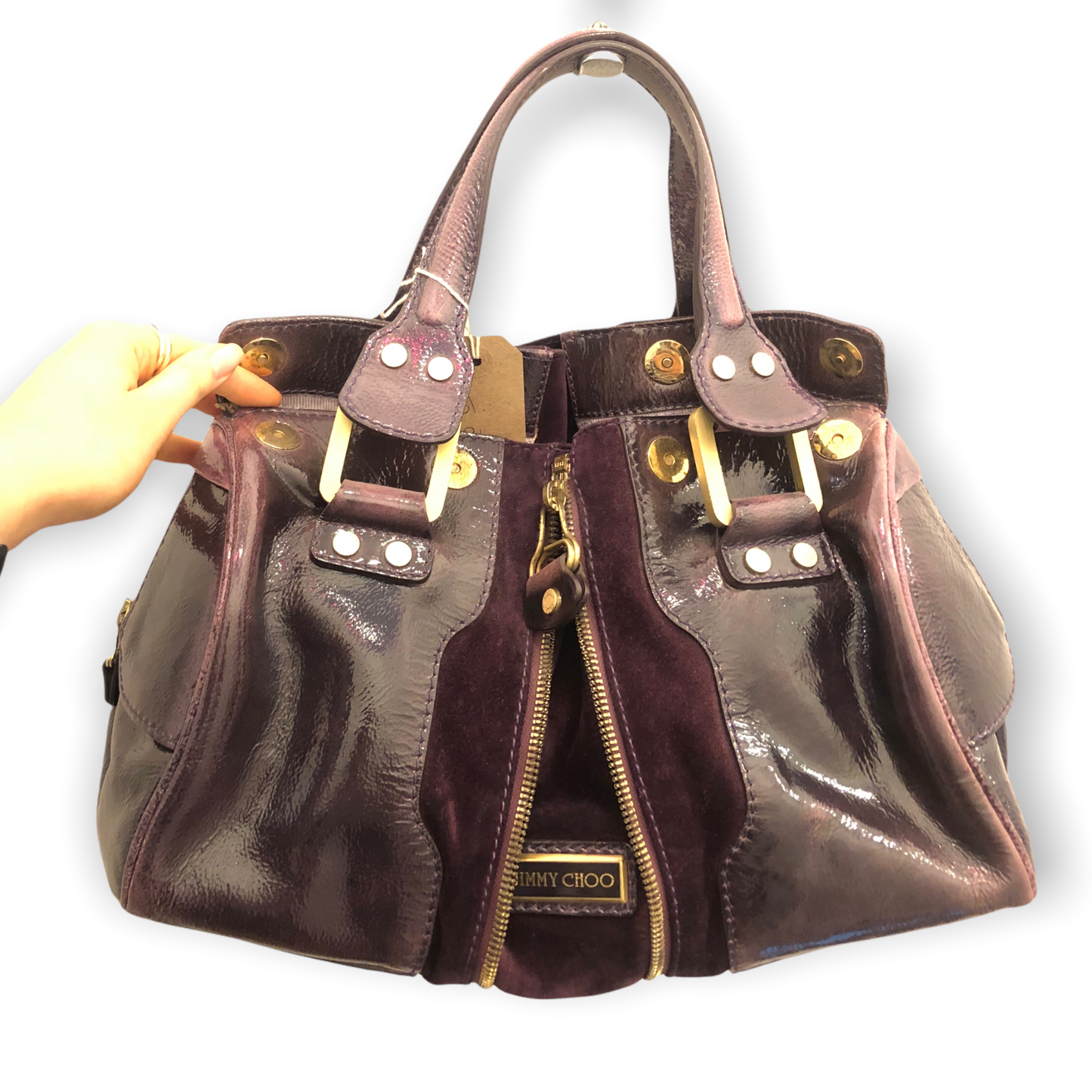 Jimmy Choo Suede and Patent Leather Purple Bag