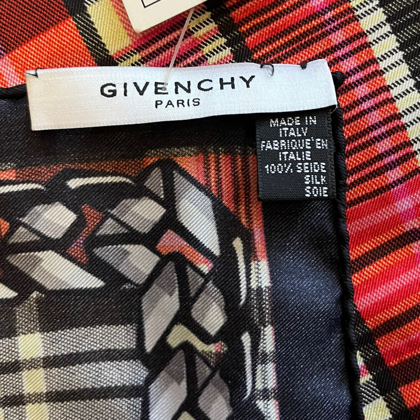 Givenchy Pink and Black Silk Scarf