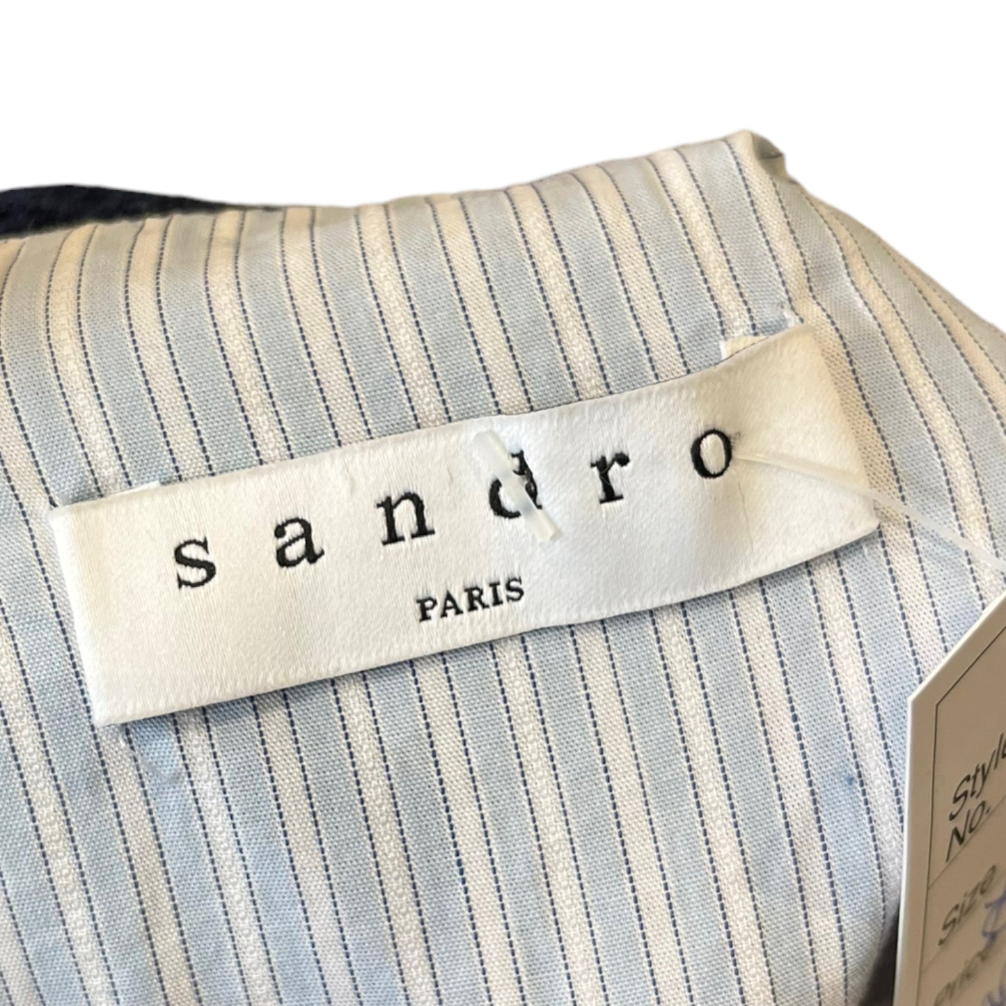 Sandro Blue Shirt with Navy Lace Overlay
