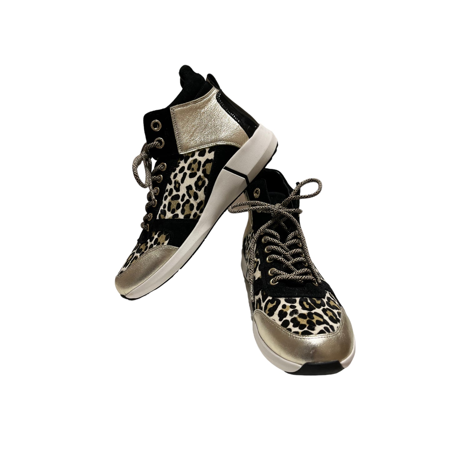 NEW Marc Cain Black and Gold Animal Print Trainers