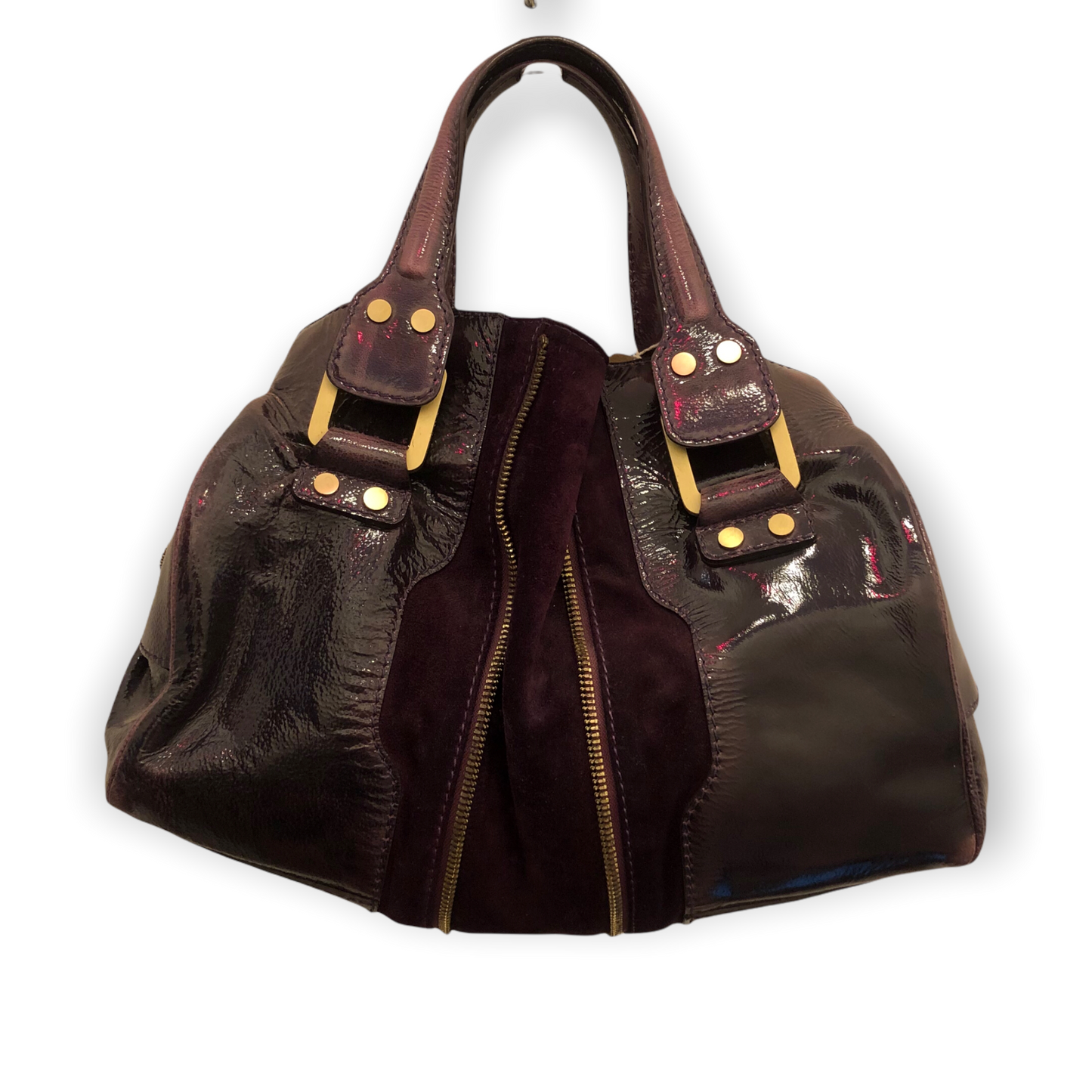 Jimmy Choo Suede and Patent Leather Purple Bag