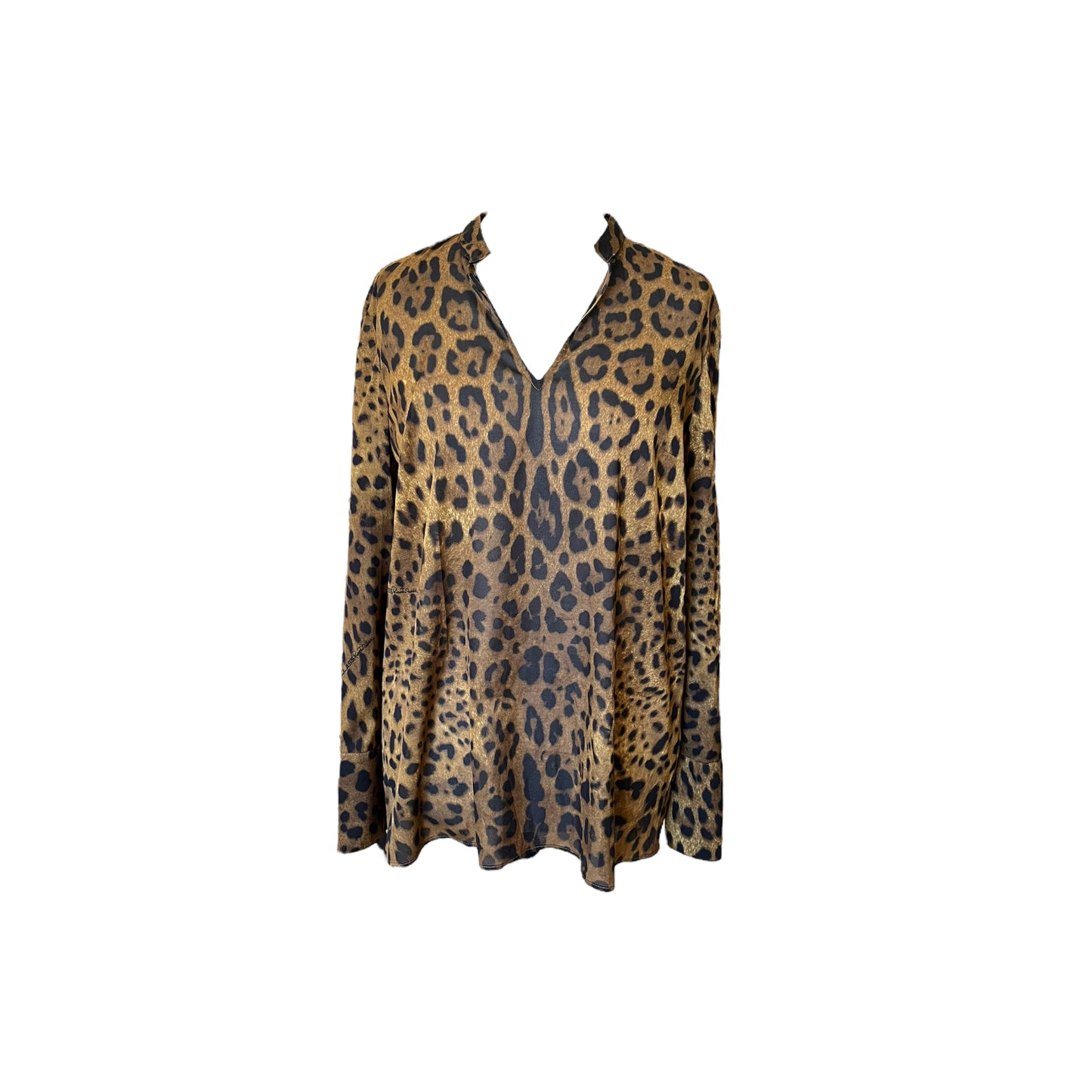 NEW Roberto Cavalli Leopard Print Silk Blend Blouse