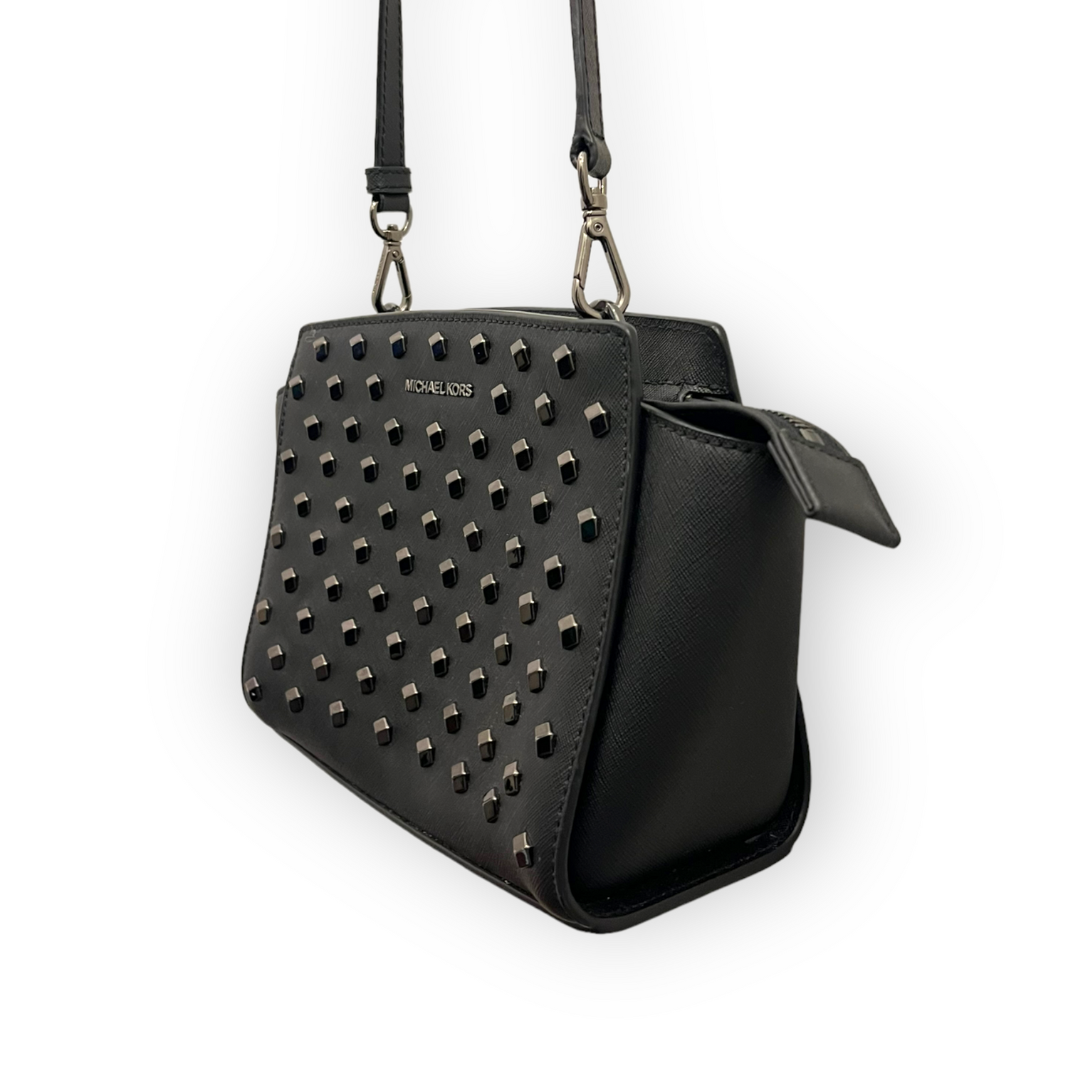 Jolyn Studded Leather Bucket Crossbody - Black– Vicenzo Leather