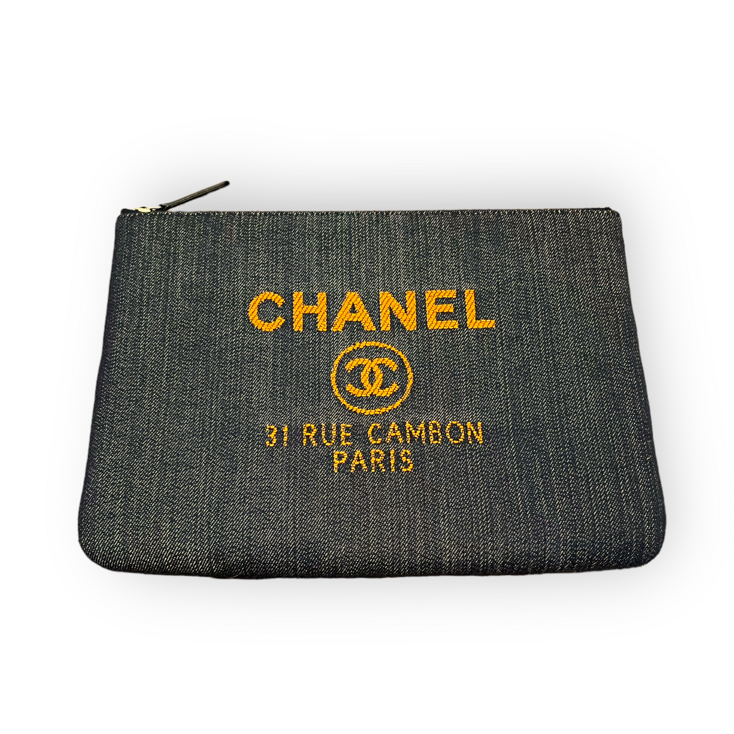 Chanel Denim and Orange Clutch Bag
