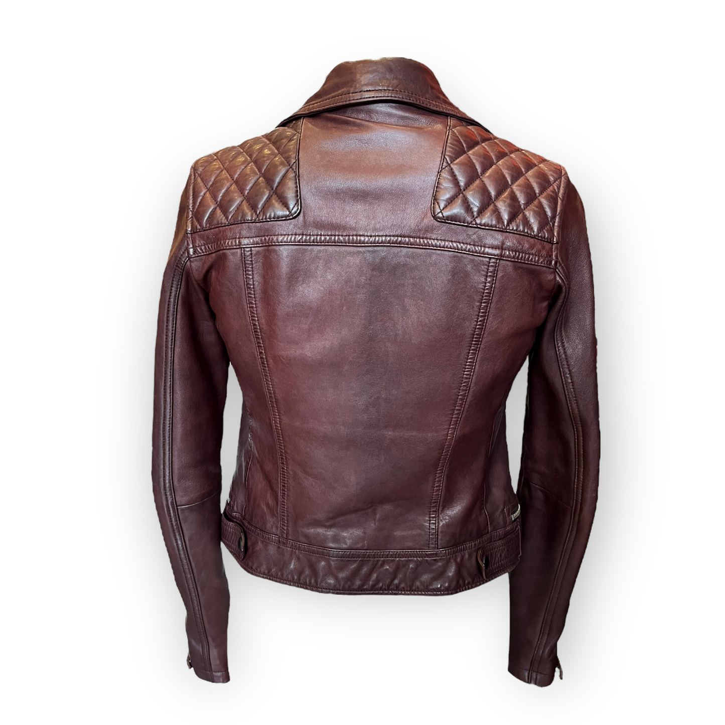 All Saints Maroon Leather Jacket