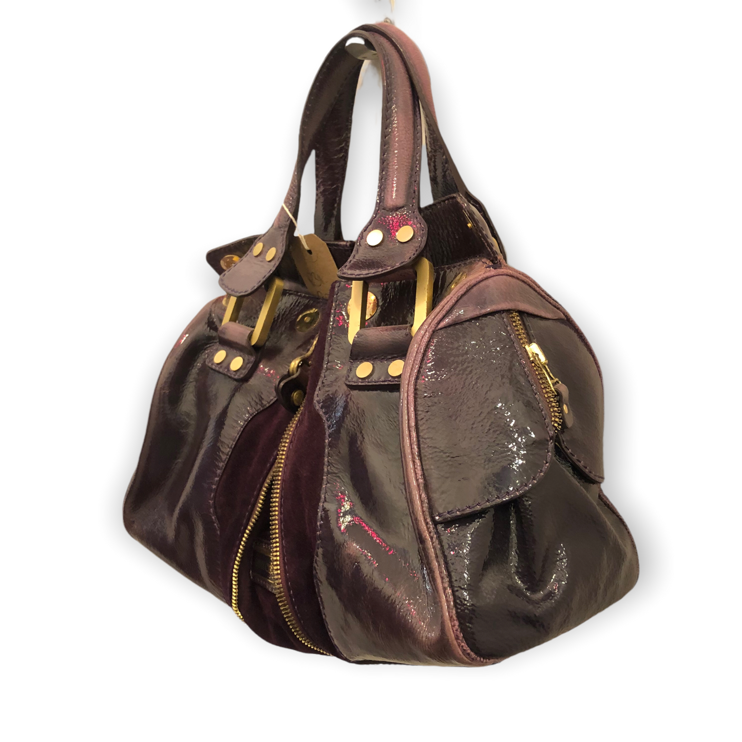 Jimmy Choo Suede and Patent Leather Purple Bag