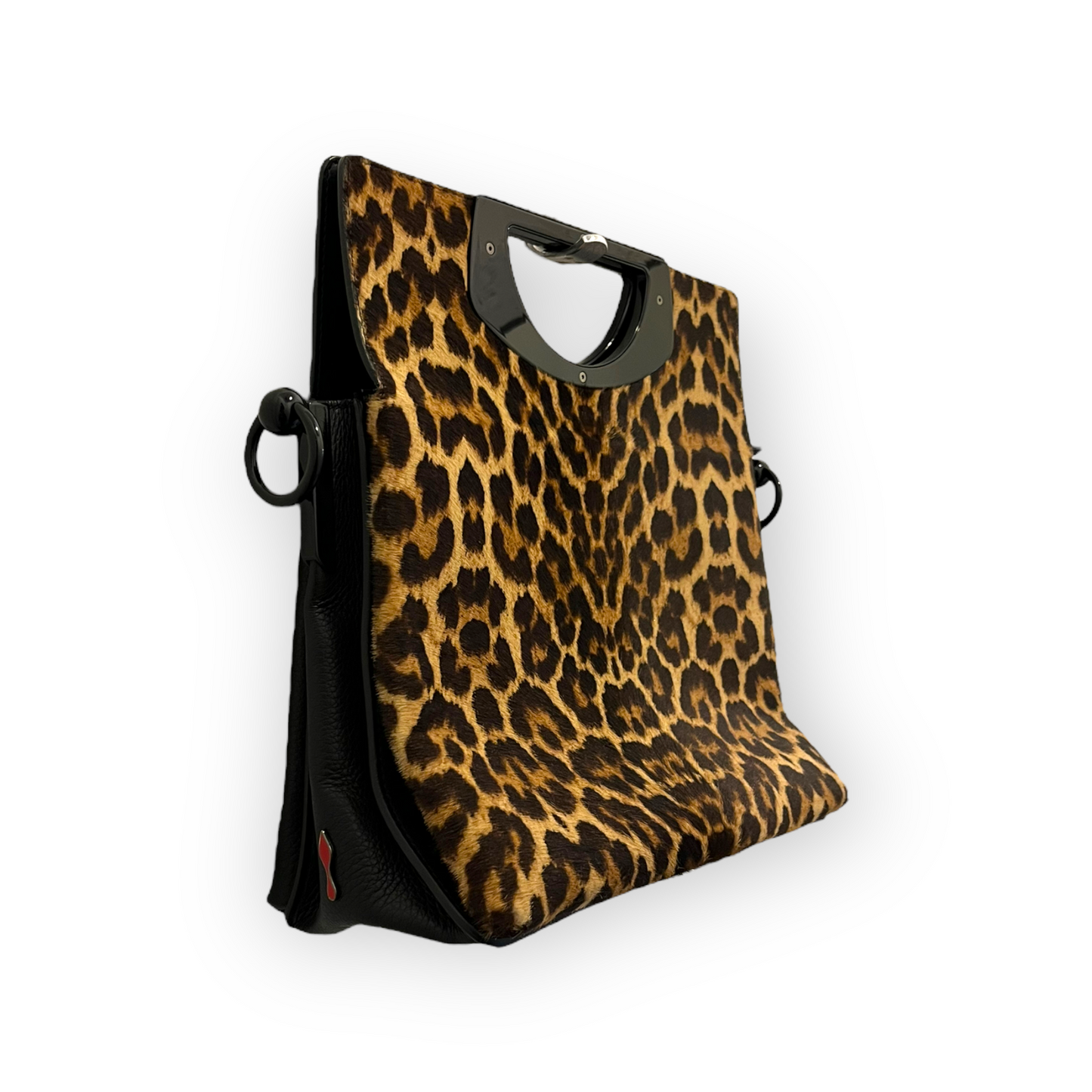 Louboutin Passage Black and Leopard Print Bag
