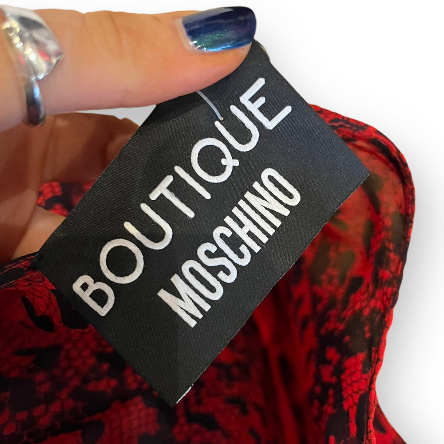 Boutique Moschino Red Heart and Animal Print Dress