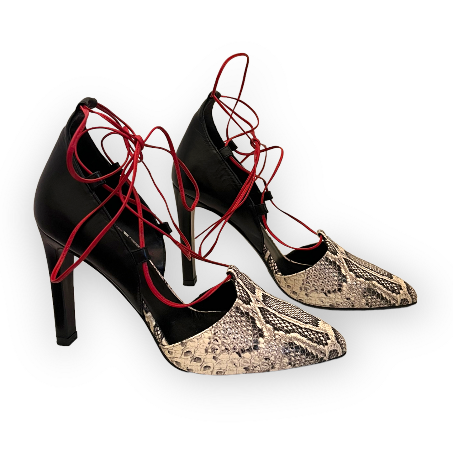 NEW Max Mara Black and Red Snake Print Heels