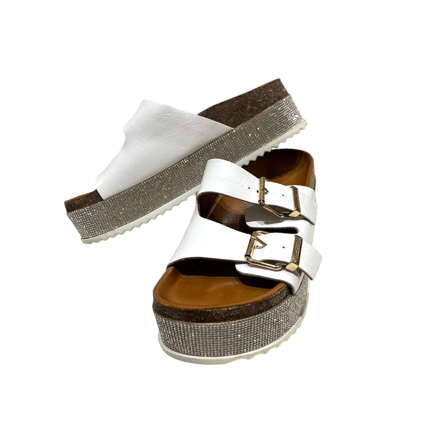 Carvela White Sparkly Chunky Sandals
